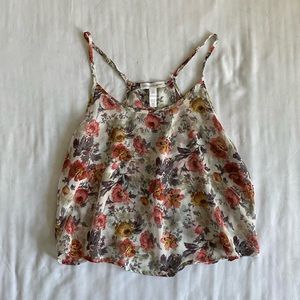 Floral Sheer Adjustable Cropped Tank-Top